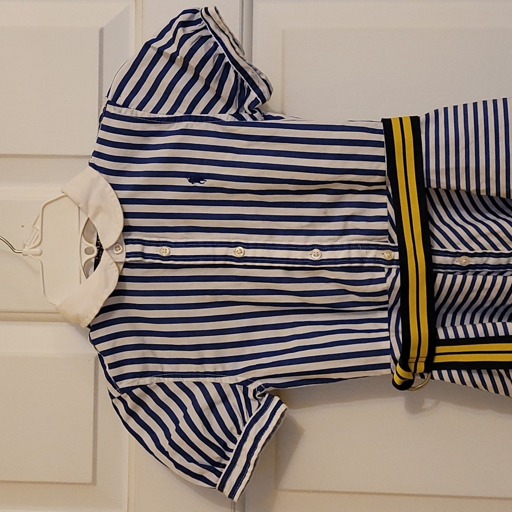 Polo Ralph Lauren Navy and White Belted Swing Dress